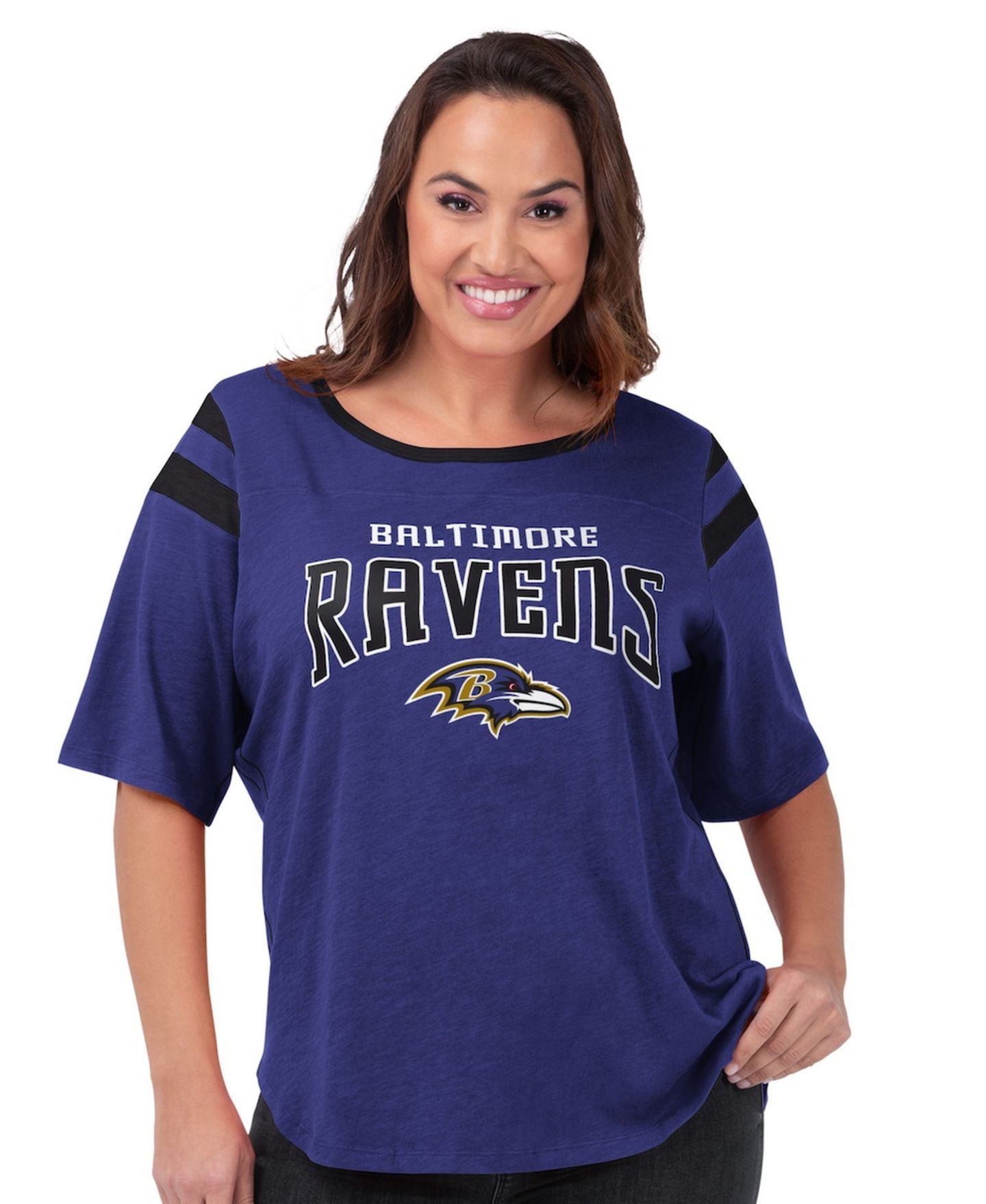 Женская футболка G-III 4Her by Carl Banks Purple Baltimore Ravens Plus Size Linebacker — фото 1