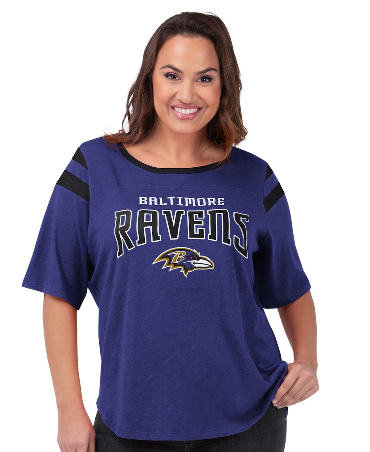 G-iii 4Her by Carl Banks Women's Purple Baltimore Ravens Plus Size Linebacker T-Shirt - Purple