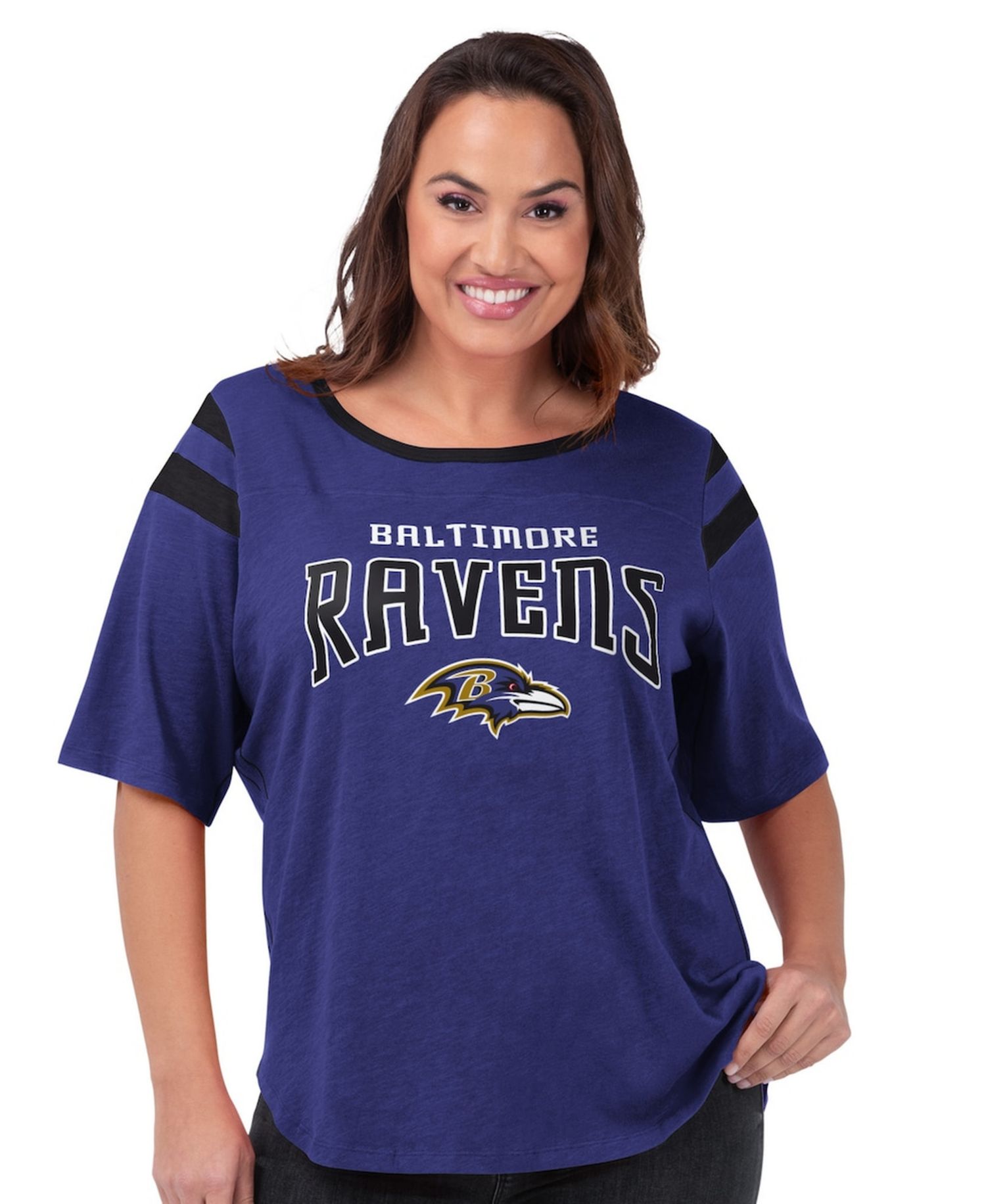 Women's Purple Baltimore Ravens Plus Size Linebacker T-Shirt