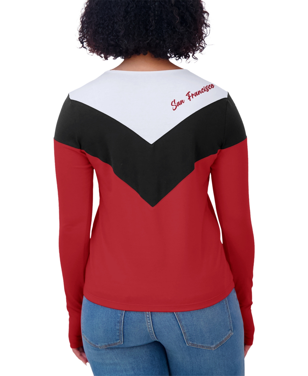 Wear by Erin Andrews Women's Scarlet/Black San Francisco 49ers Plus Chevron Tri-Blend Long Sleeve T-Shirt