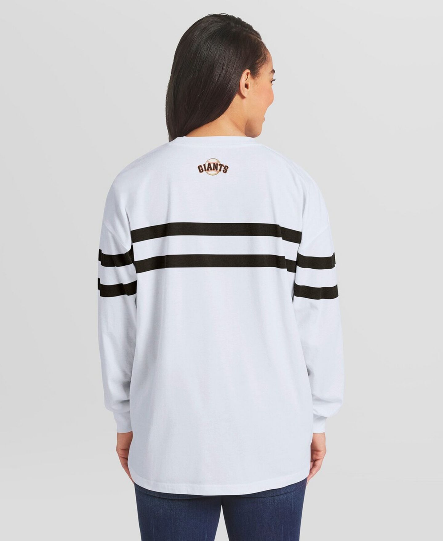 Женская футболка WEAR by Erin Andrews White San Francisco Giants Oversized Long Sleeve Striped — фото 4