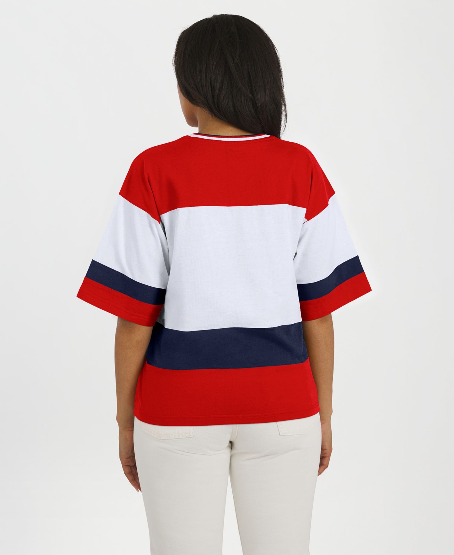 Women's Red/White Washington Capitals Jersey Style T-Shirt