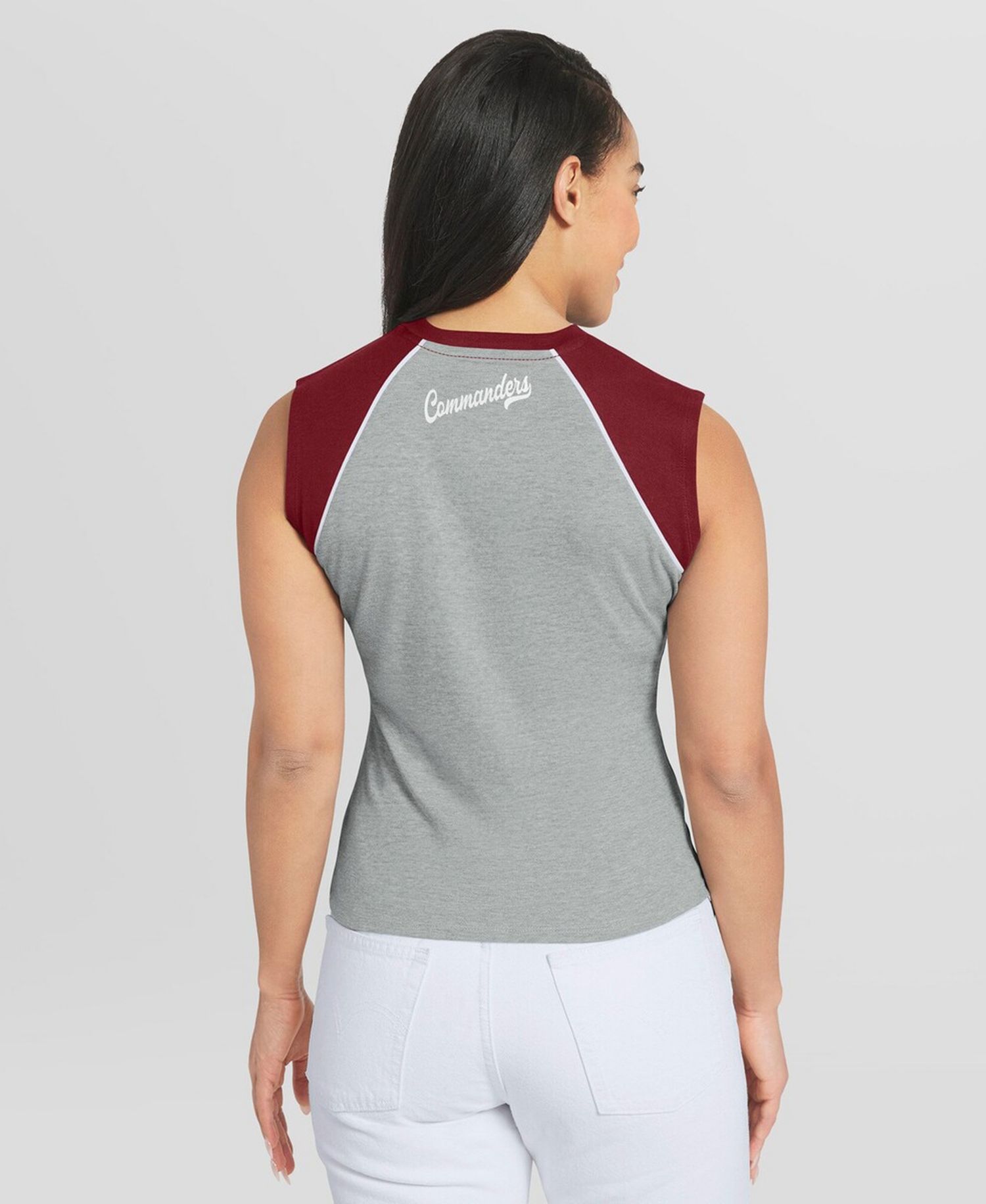 Women's Gray Washington Commanders Cropped Raglan Tank Top