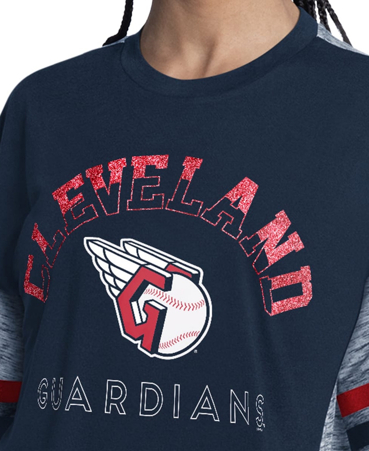 G-iii 4Her by Carl Banks Women's Navy Cleveland Guardians Off-Season Oversized Top