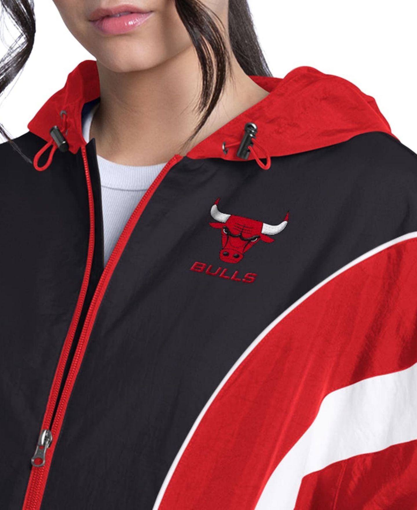 Женская куртка G-III 4Her by Carl Banks Red/Black Chicago Bulls Quarterback Lightweight Oversized Full-Zip — фото 3