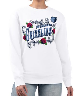 Women's White Memphis Grizzlies Roses Fleece Tri-Blend Sweatshirt