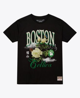 Men's and Women's Black Boston Celtics Floral Graphic T-Shirt