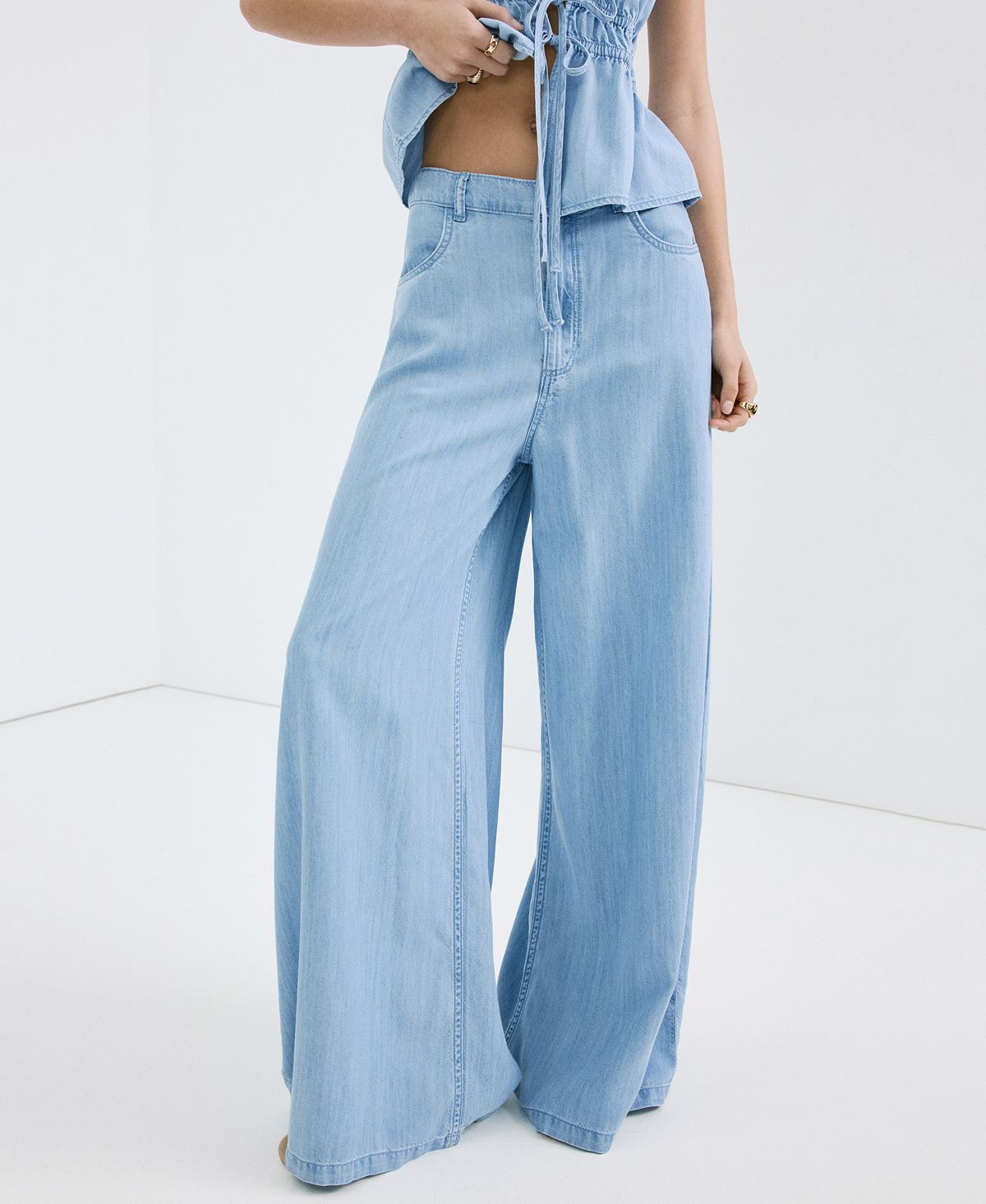Mango Women's Mid-Rise Palazzo Jeans view 1 — MAYCSS fashion products