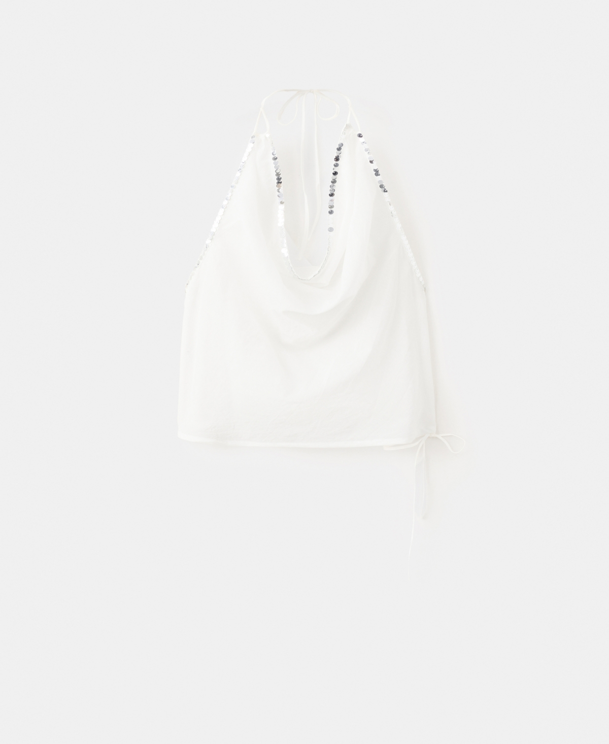 Mango Women's Draped Neckline Sequined Top