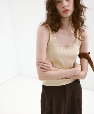 Women's Decorative Buttons Sleeveless Top