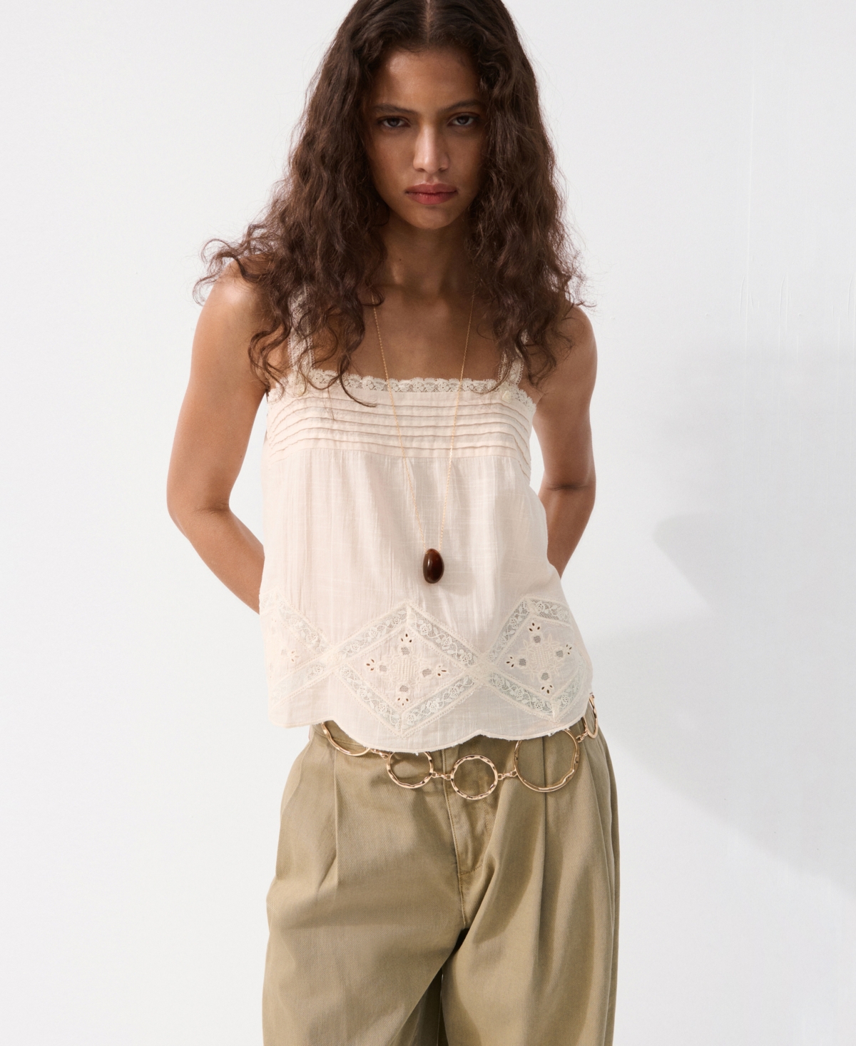 Mango Women's Embroidered Details Cotton Top