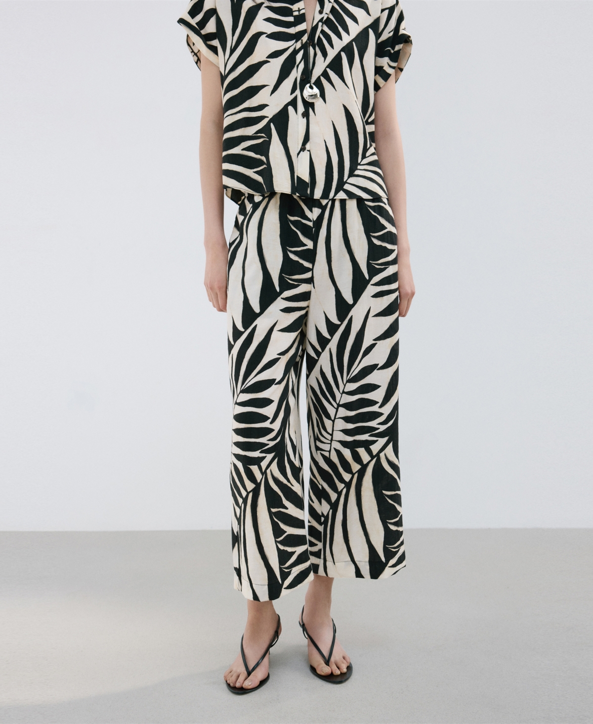 Mango Women's Tropical Print Pants