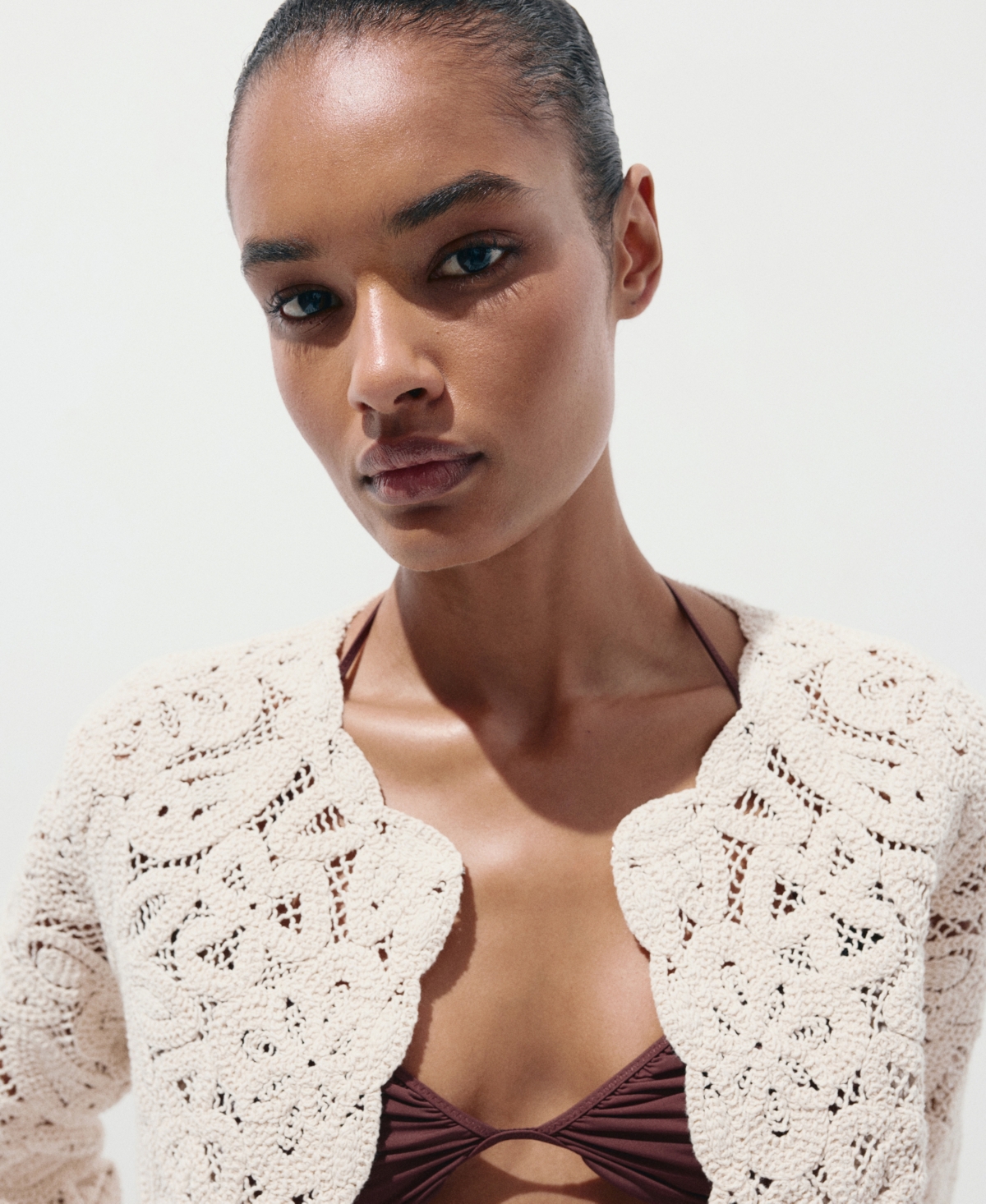 Mango Women's Lace Details Knitted Jacket