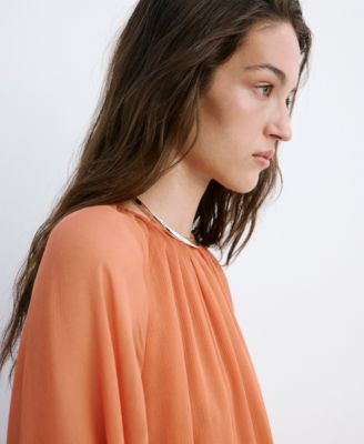 mango ruffle flowy dress Mango Ruffle Chiffon Maxi Dress In Pink - 60% Off