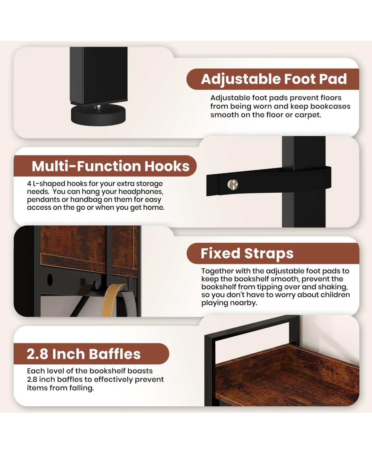 homfan L-Shaped Corner Bookshelf