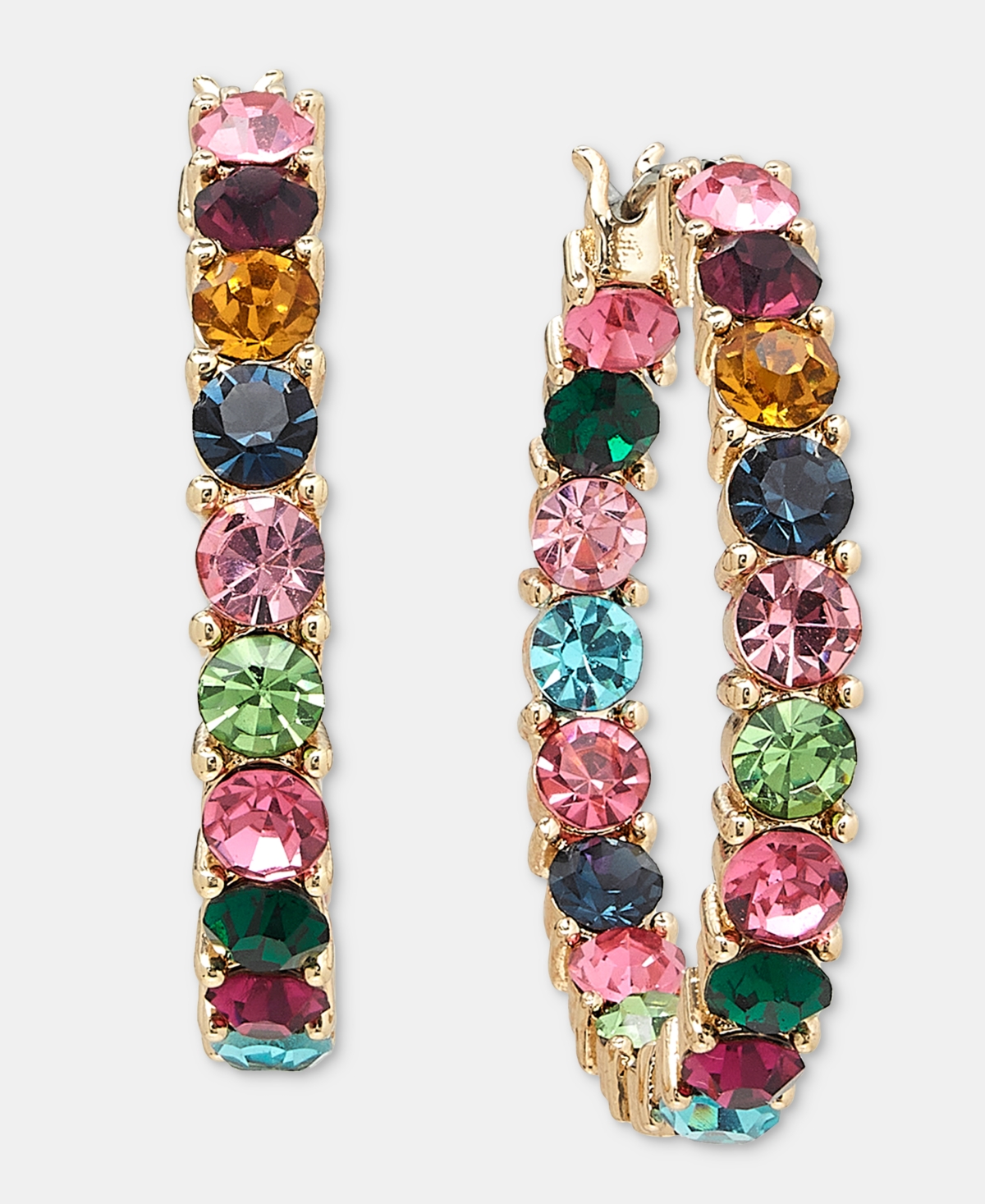 On 34th Medium Multicolor Crystal Hoop Earrings, 1.18", Macy's Exclusive