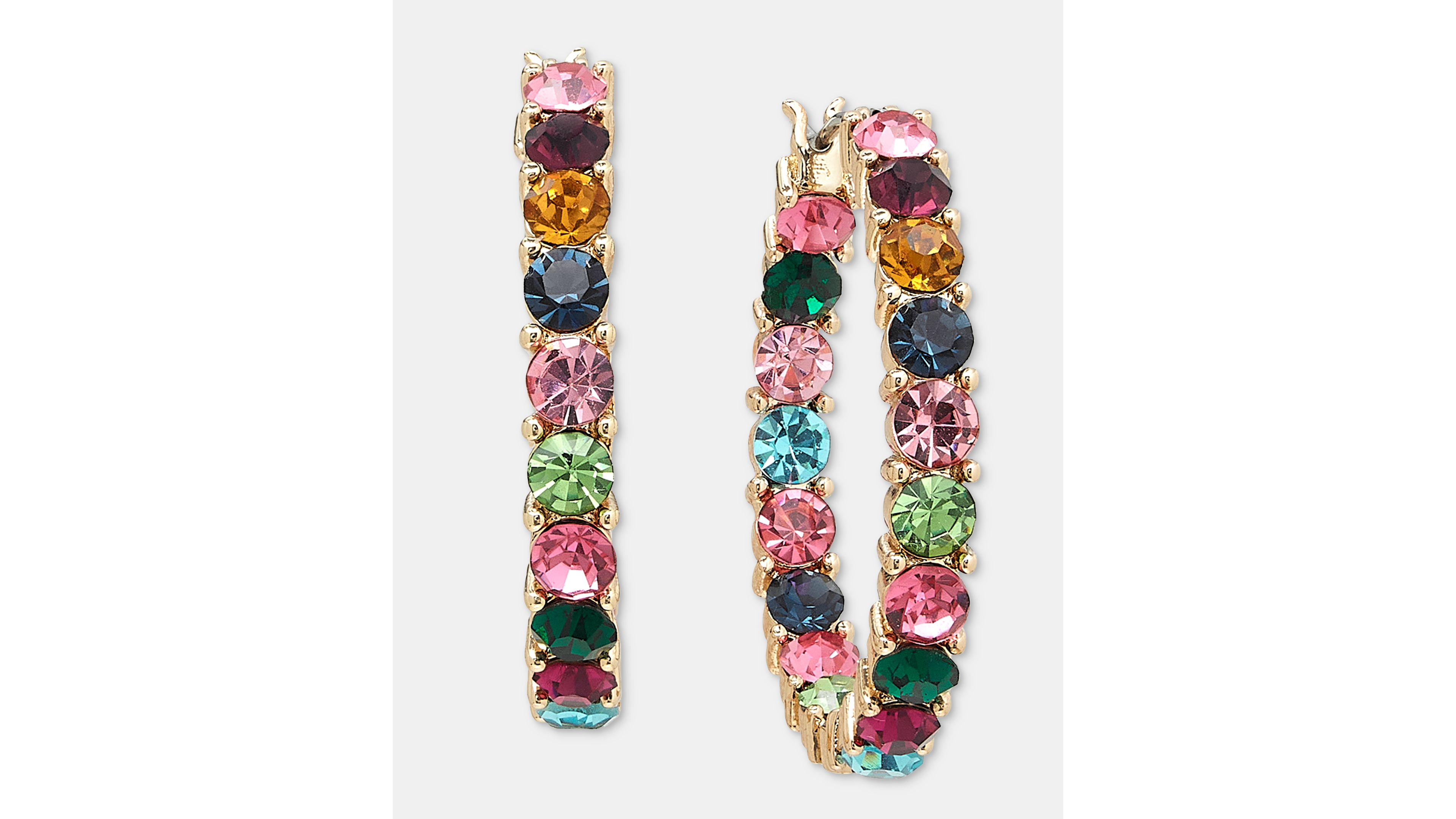On 34th Medium Multicolor Crystal Hoop Earrings, 1.18", Macy's Exclusive