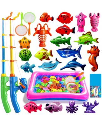 20 Fishes Fishing Game Set Water Table Bath Toy Kids Outdoor Indoor Play