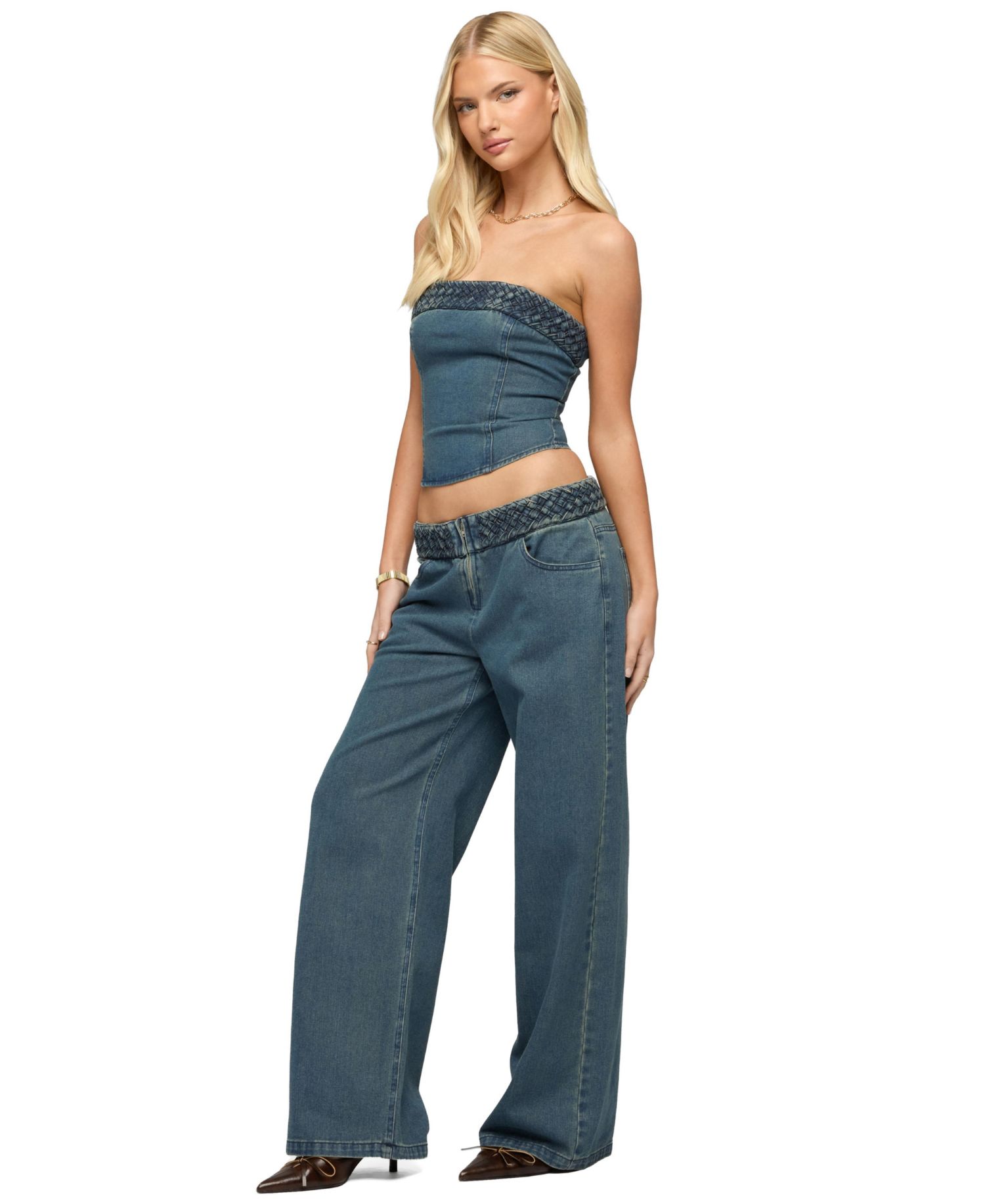 Women's Braidey Strapless Denim Top