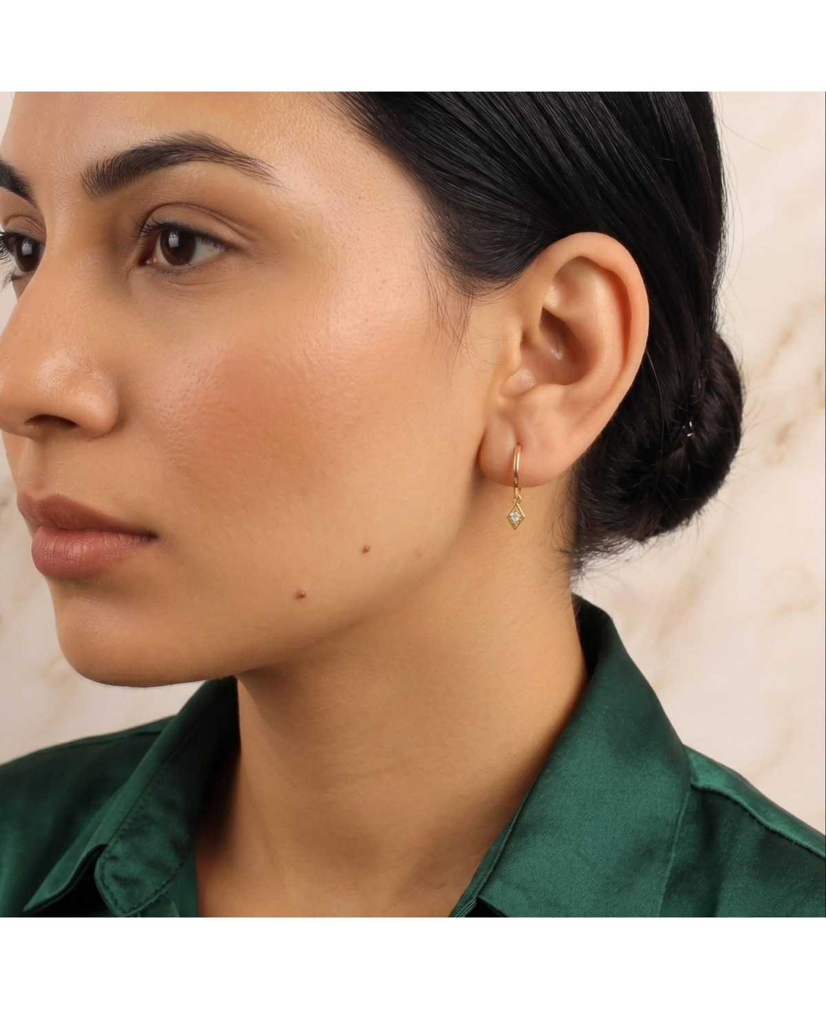 Spero London Sterling Silver Rhombus Pave Spike Drop Earring