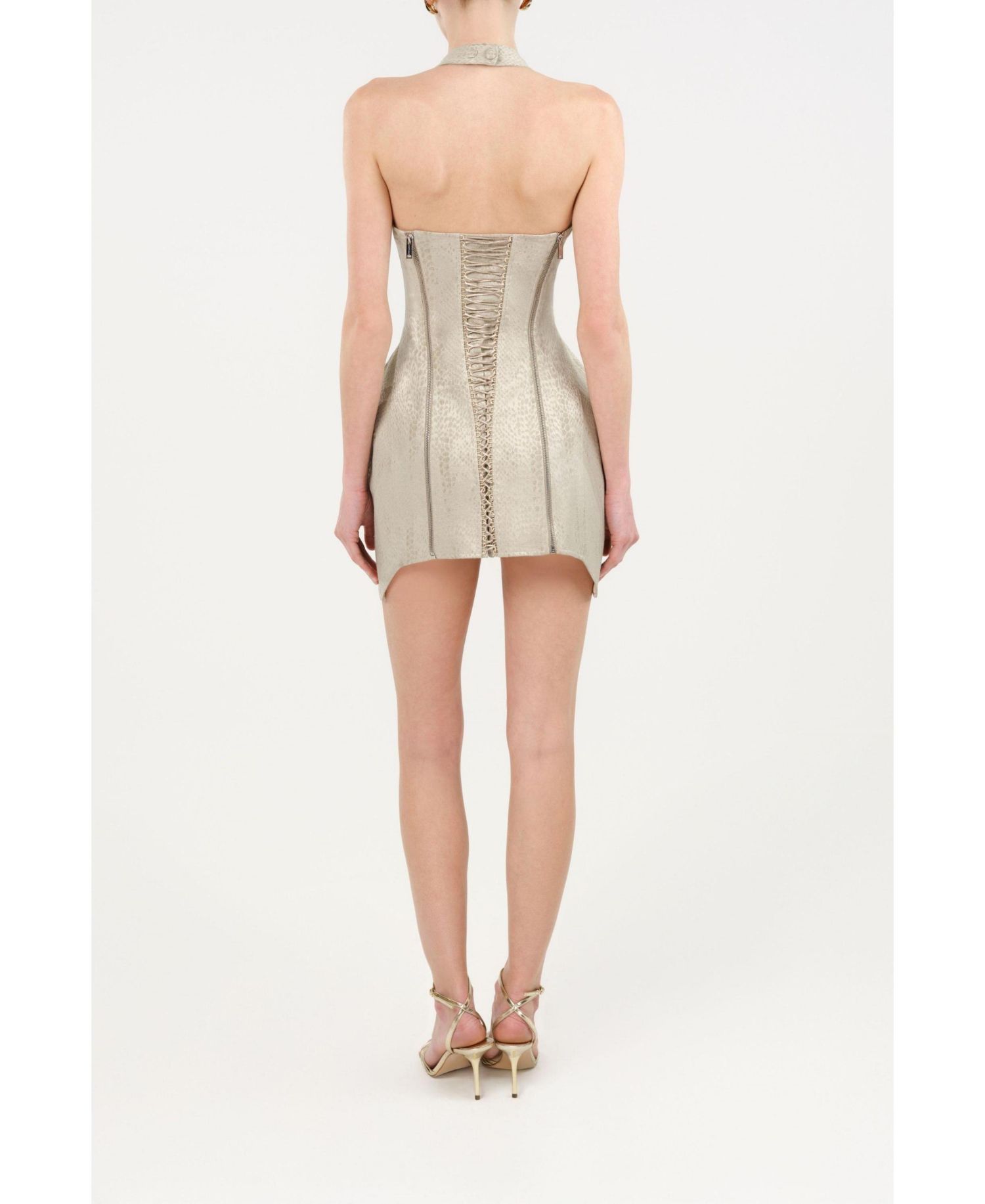 Women's Snake-Print Boned Mini Corset Dress