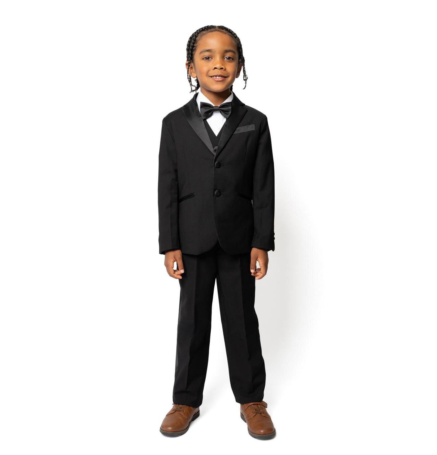 Комплект Peanut Butter Collection 007 Slim Fit 5-Piece Shirt, Bowtie, Jacket, Vest and Pants Tuxedo Set для мальчиков-малышей, цвет: Чёрный — фото 1