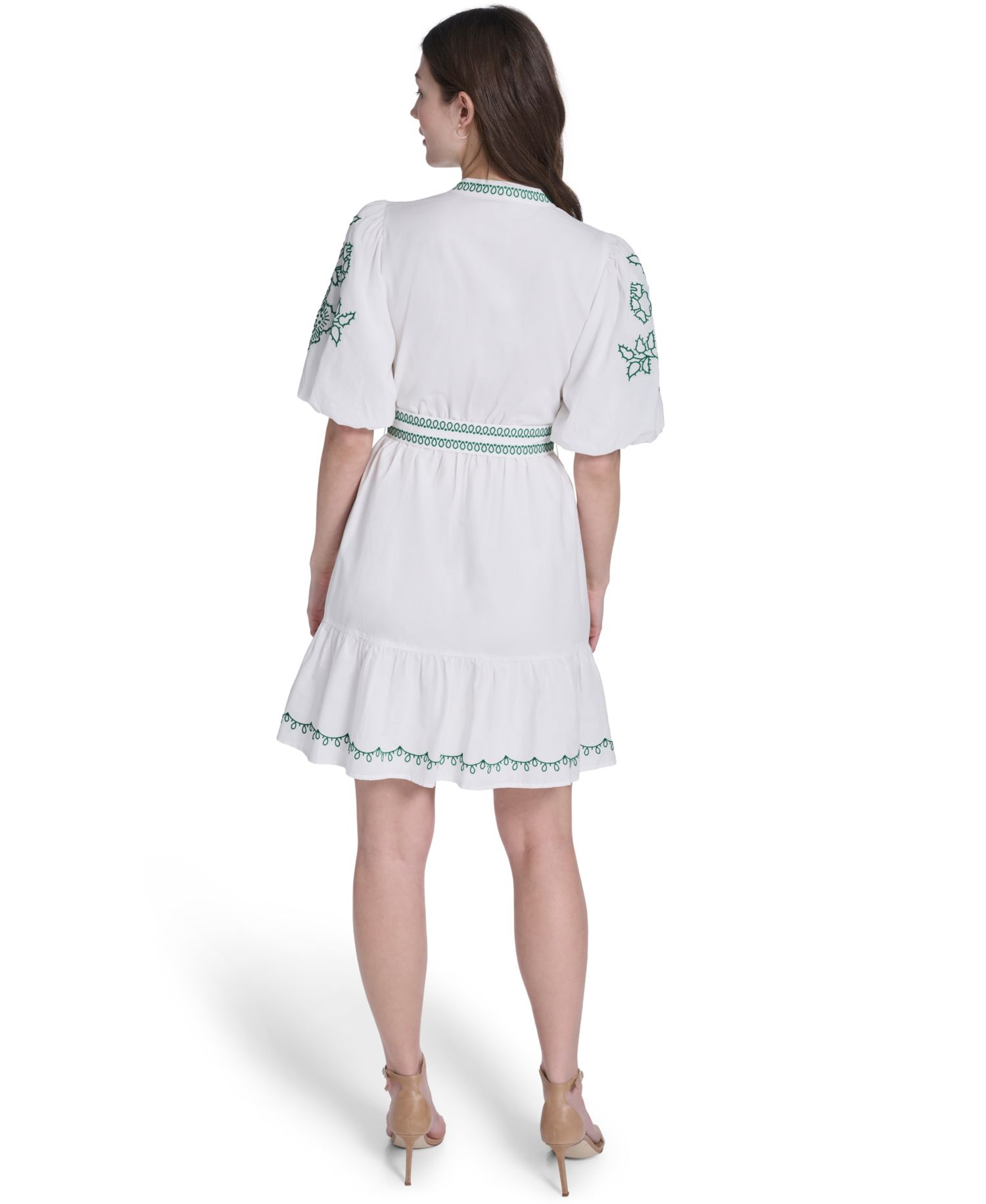 Petite Embroidered Belted Dress