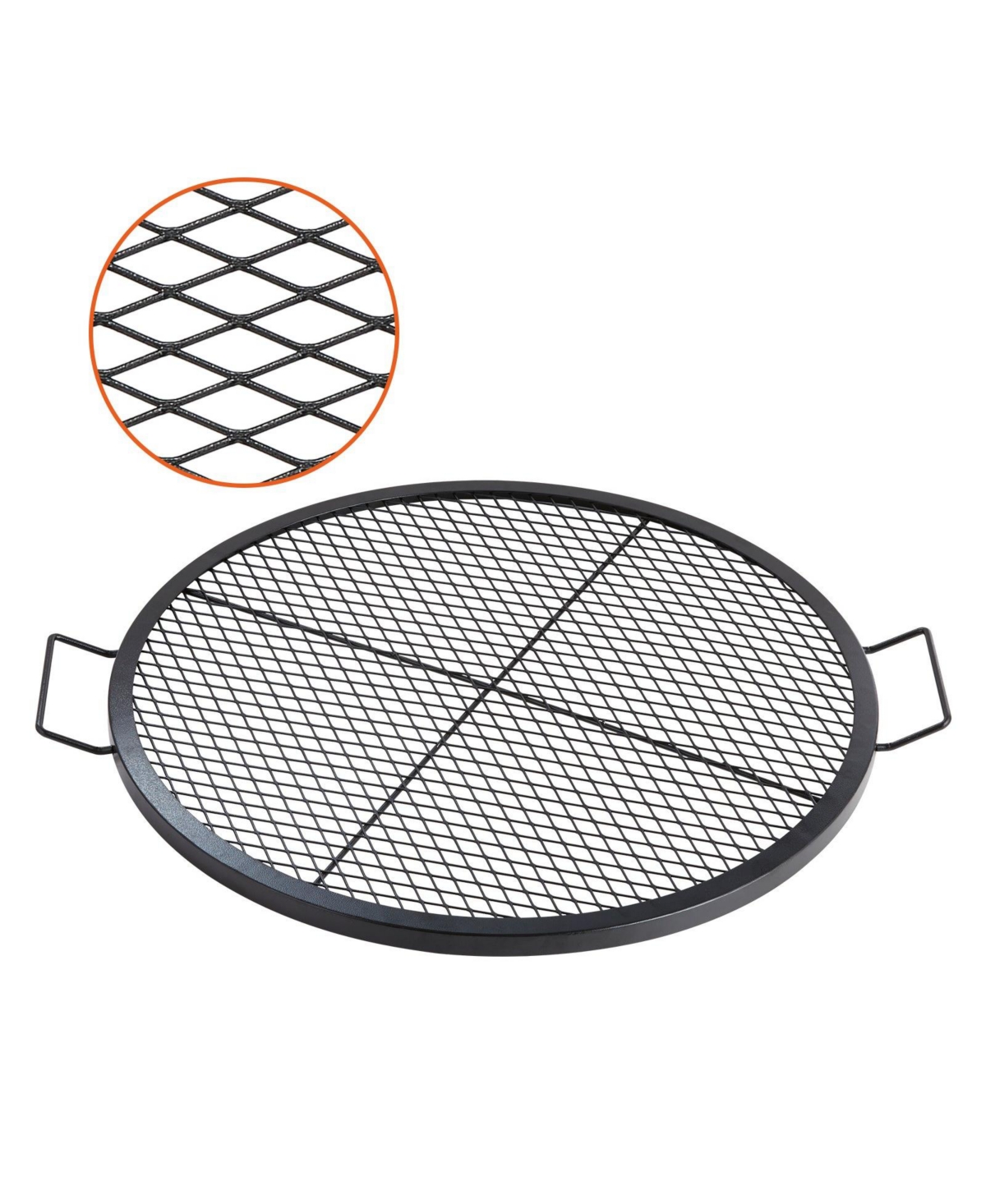 Cozito X-Marks Fire Pit Grill Grate, 30 inches Round Q235 Steel Cooking Grid with Handle