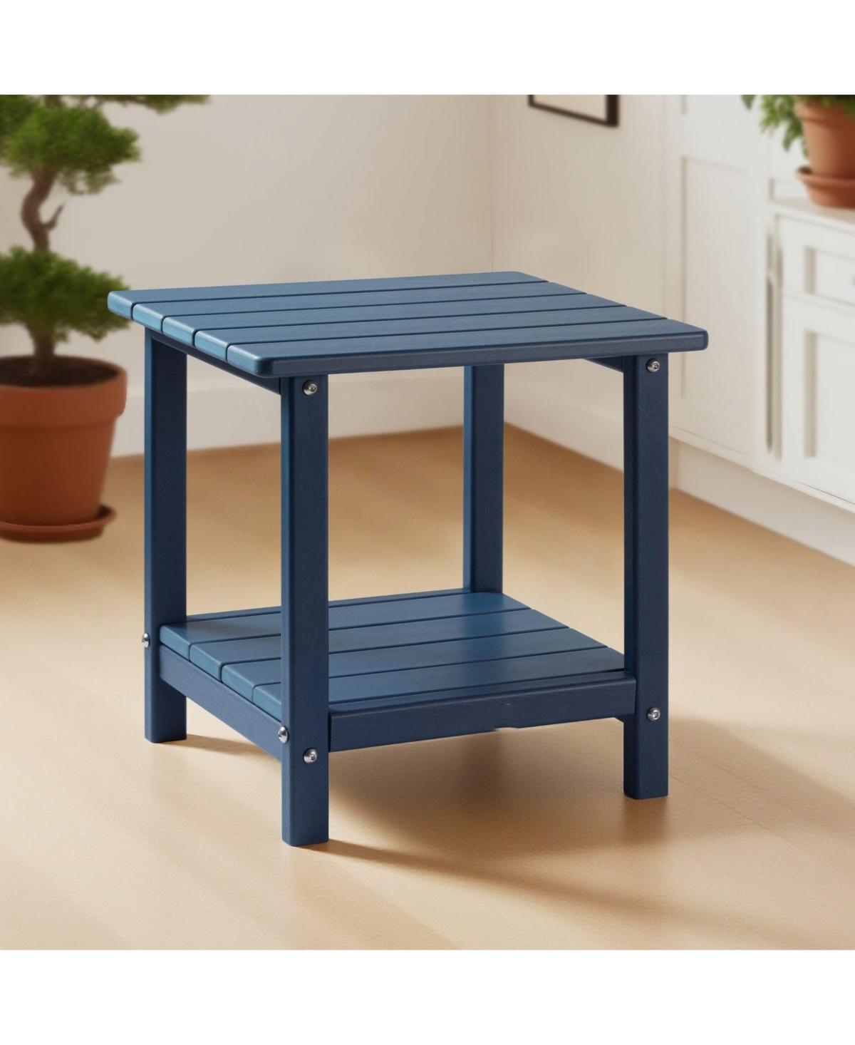 Cozito Outdoor Side Table, 17.72 x 14.96 x 17.32 inches 2-Tier Hdpe End Table