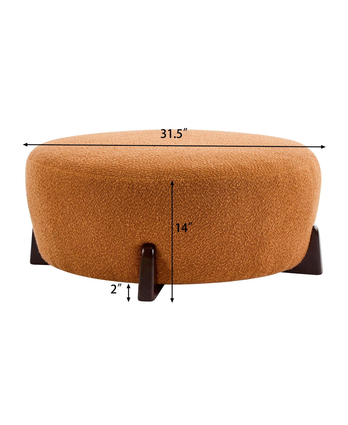 Rainsken Modern Boucle Upholstered Ottoman, Multi-Functional Sofa Footrest with Splayed Rubber Wood Legs for Living Room, Bedroom, Entryway