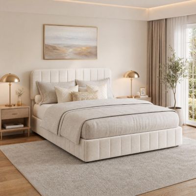 Velvet Upholstered Platform Bed with Adjustable Headboard - Vertical Channel Tufted, No Box Spring Needed, Easy Assembly