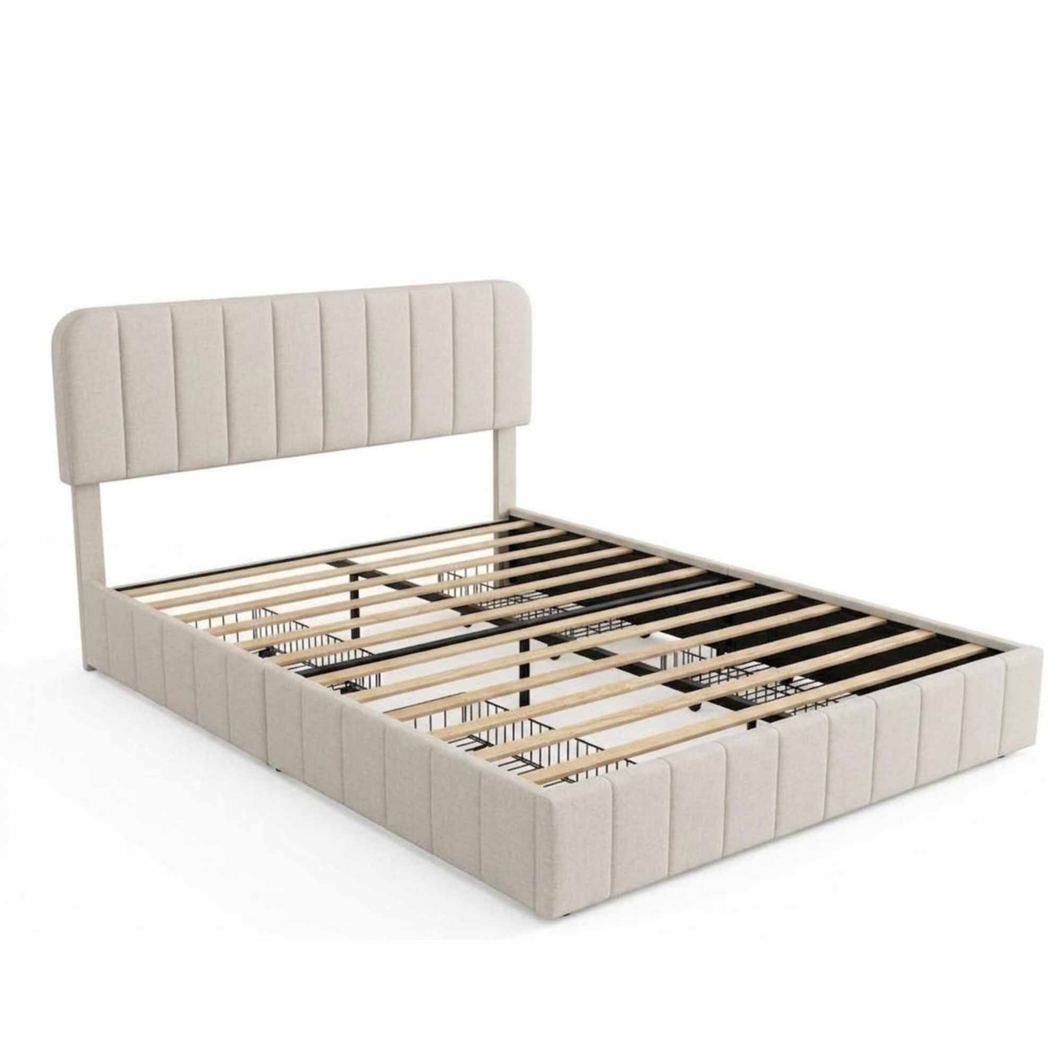 gaomon Velvet Upholstered Platform Bed with 4 Storage Drawers - Adjustable Headboard, No Box Spring Needed