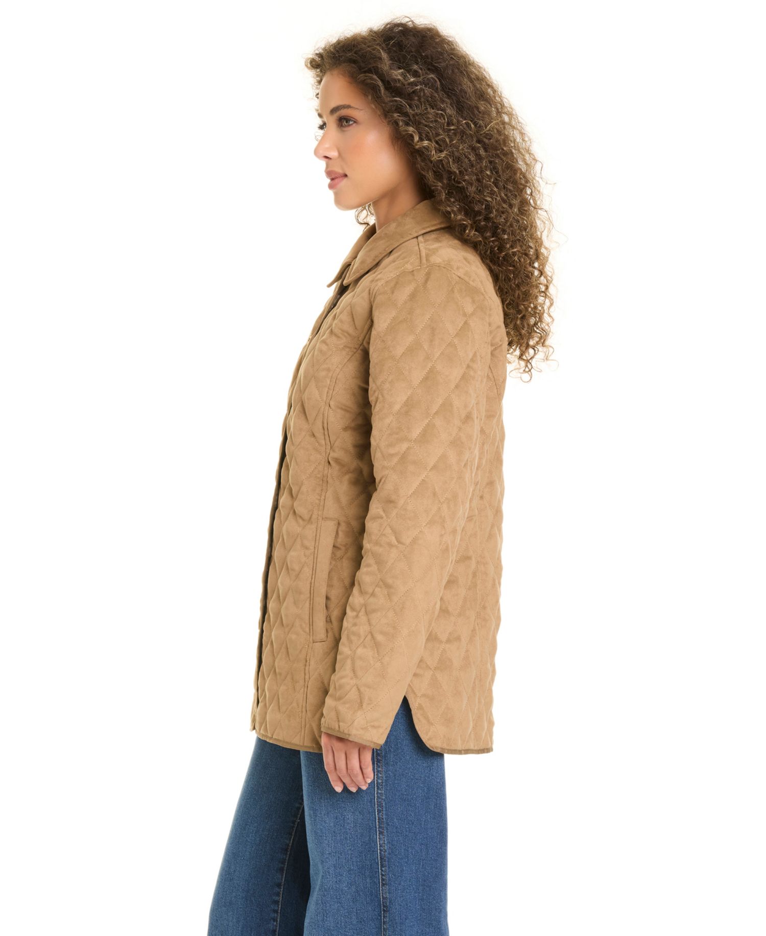 Women's Faux Sude Quilted Coat