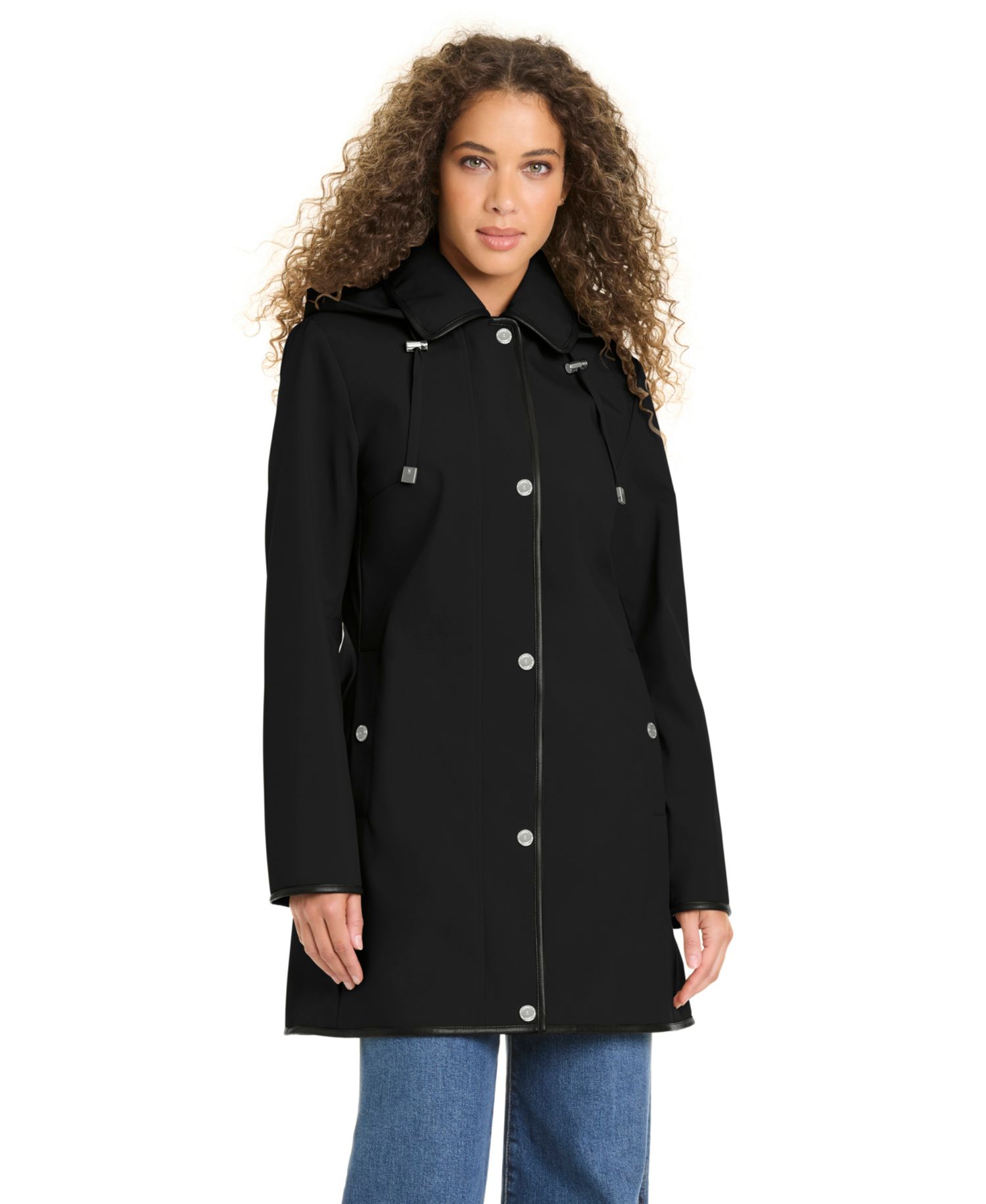 Women's Zip-Up Buttoned Softshell Coat