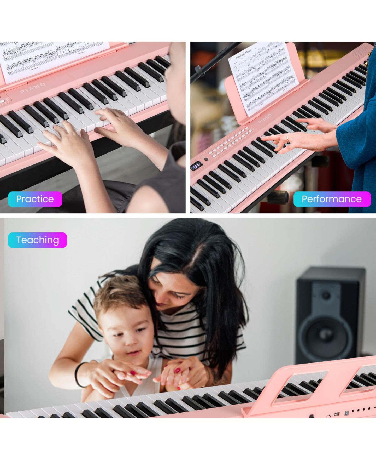 Детская игрушка Costway 88 Key Folding Piano Keyboard with Wireless MIDI Dual Speakers 1000 — фото 6