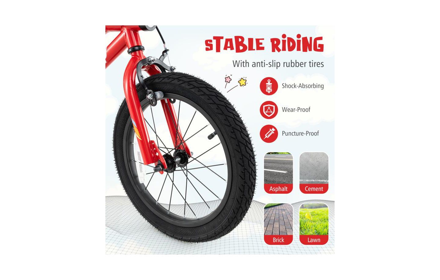Детская игрушка HONGGE 16 Inches Kids' Bike with LED Lights, Training Wheels & Adjustable Seat, Ages 4-7, цвет: Красный — фото 9