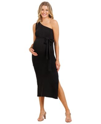 Women's Ribbed One Shoulder Bodycon Midi Dress