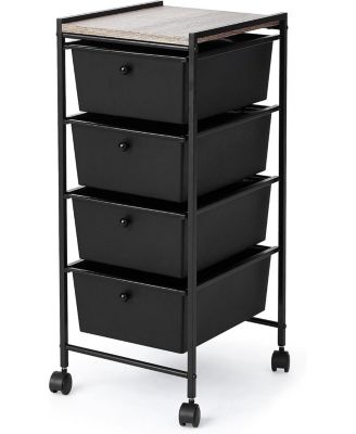 Suprima Storage Carts - 4 Drawer Woodtop Shelf