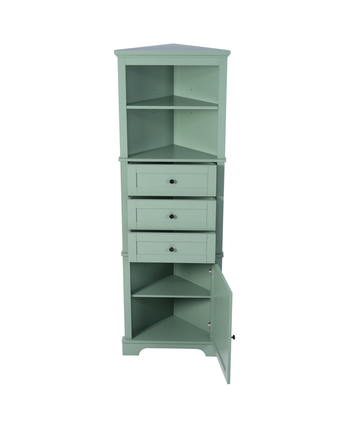 Midola Triangle Tall Cabinet with 3 Drawers and Adjustable Shelves for Bathroom, Kitchen or Living Room, Mdf Board with Painted Finish