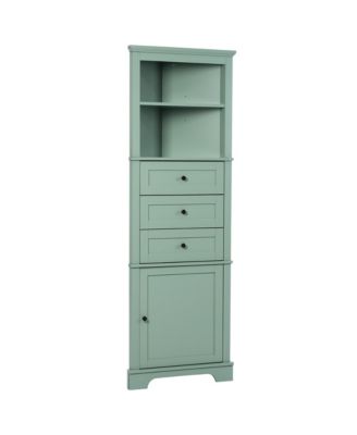  Triangle Tall Cabinet with 3 Drawers and Adjustable Shelves for Bathroom, Kitchen or Living Room, MDF Board with Painted Finish