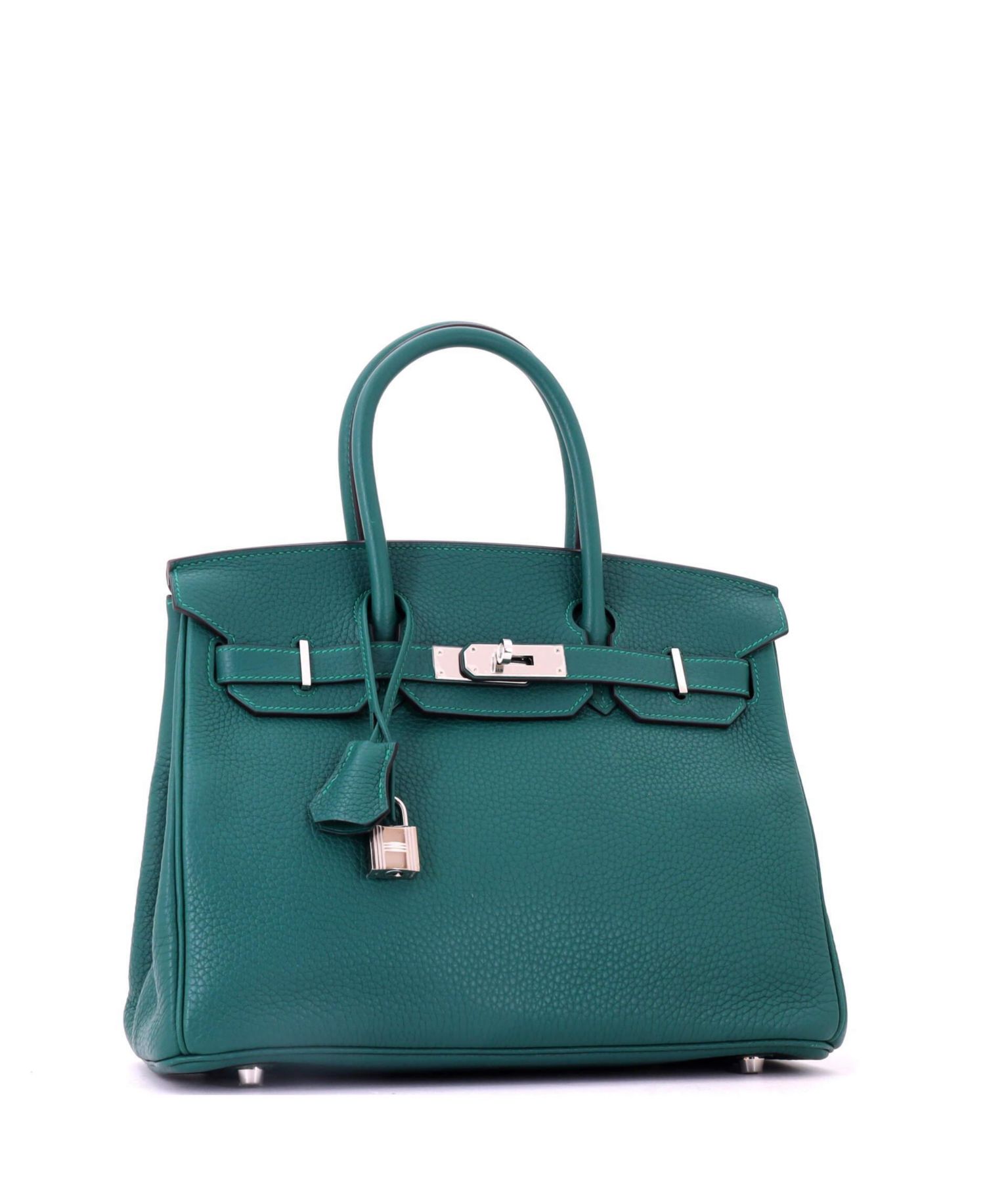 Birkin 30 Handbag Green Clemence with Palladium Hardware
