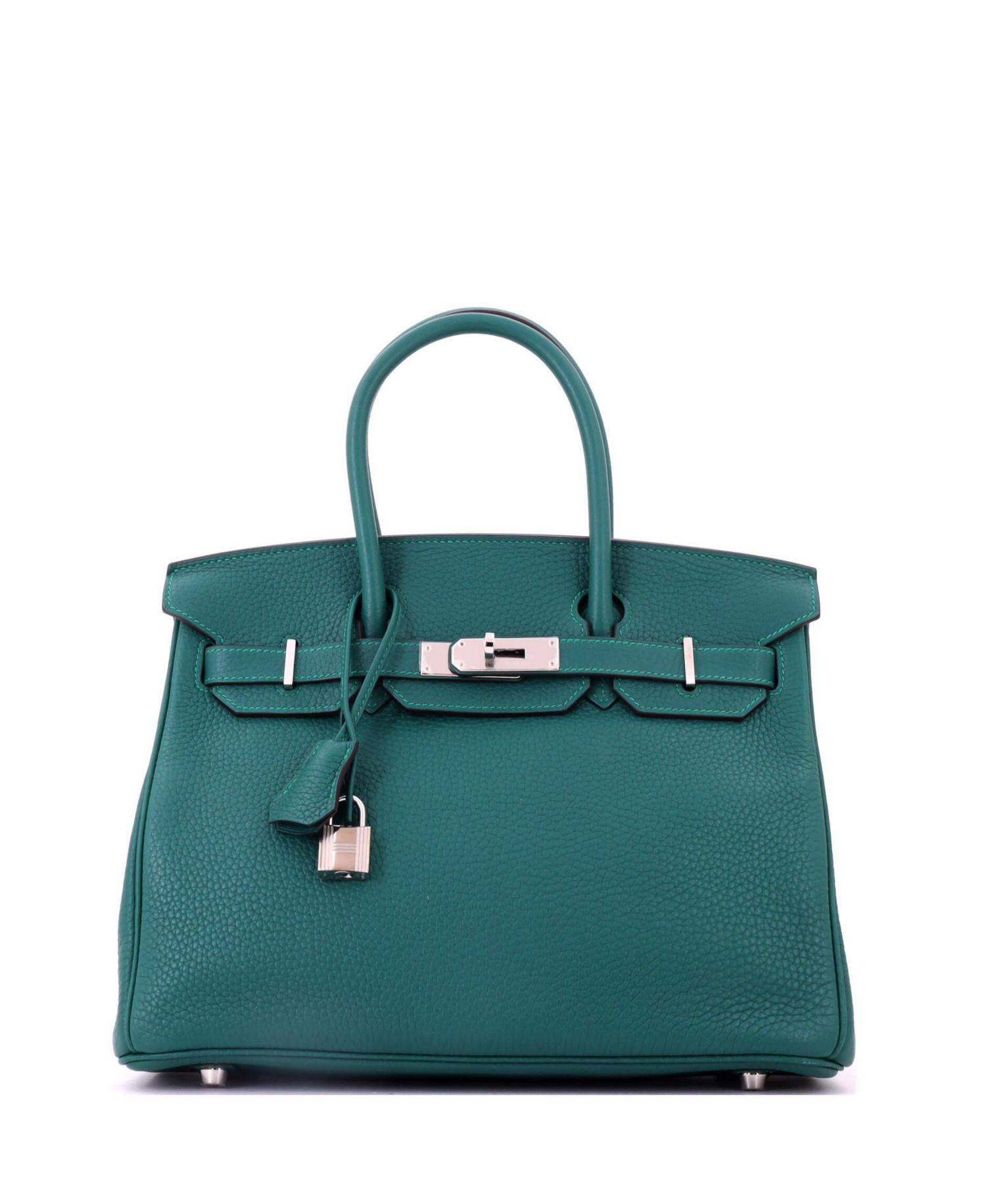 Birkin 30 Handbag Green Clemence with Palladium Hardware