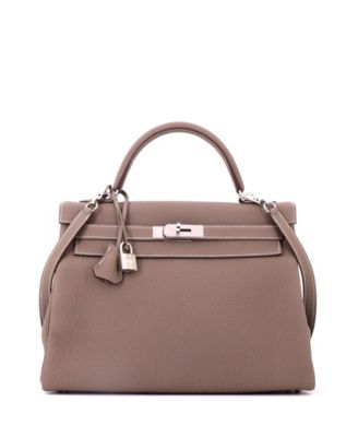 Pre-Owned HERMES Kelly 32 Handbag Grey Togo with Palladium Hardware