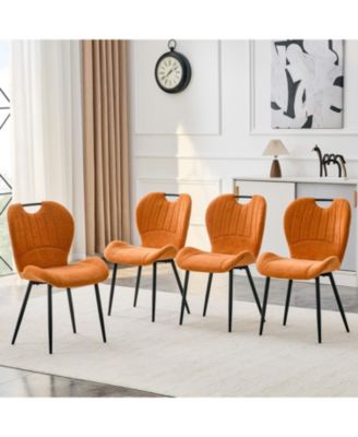 Modern Dining Chairs Set of 4, PU Dining Chairs, with Integrated Handle, Metal Frame, for Multiple Scenarios