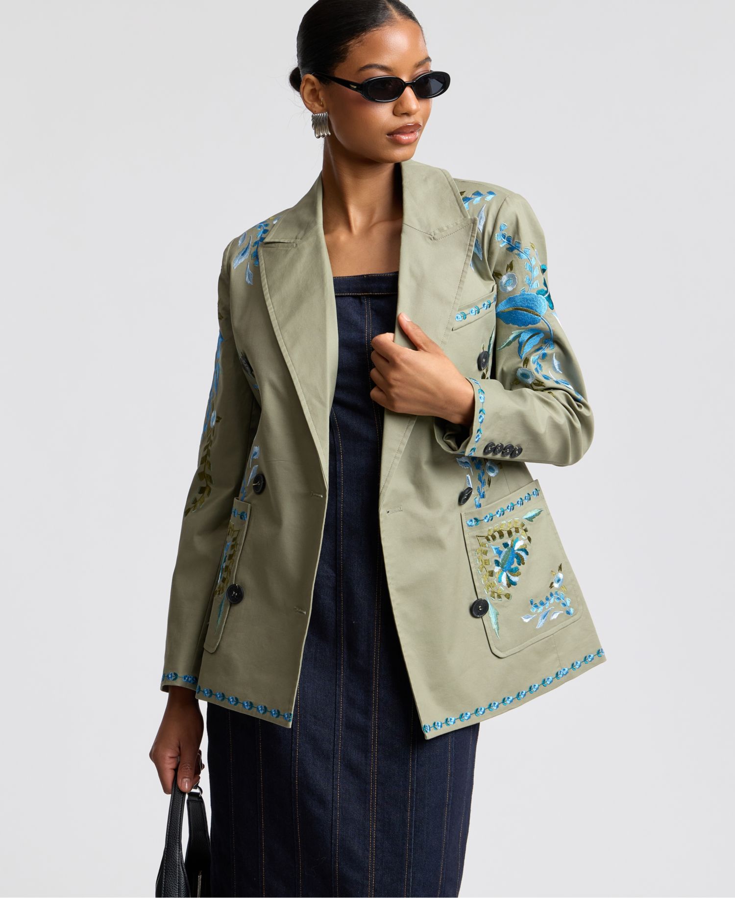 Women's Embroidered Double-Breasted Blazer