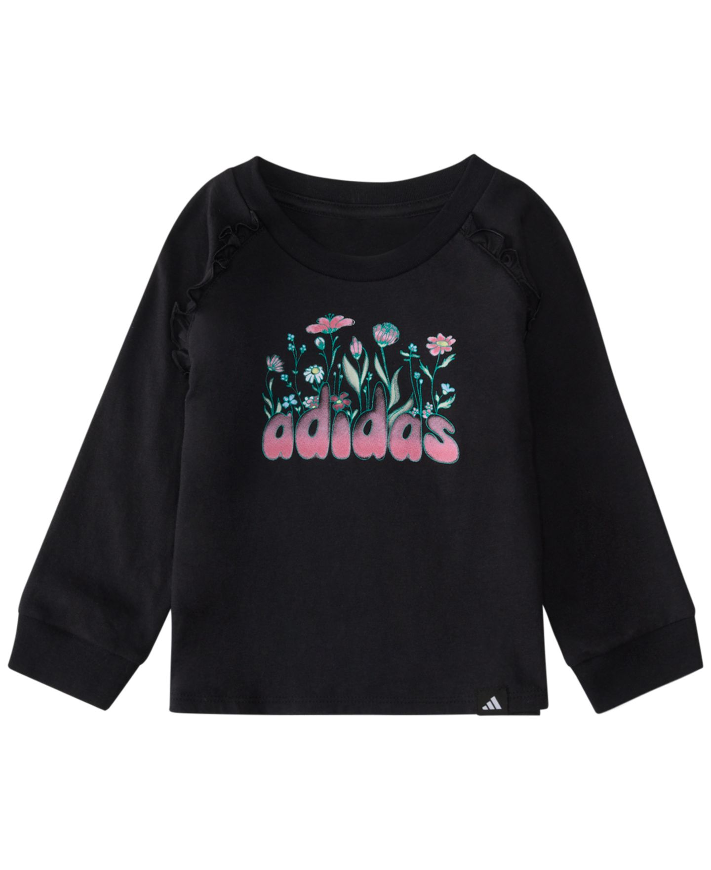 Комплект adidas Long-Sleeve Top and Pants, 2-Piece Set для девочек-малышей, цвет: Чёрный — фото 4