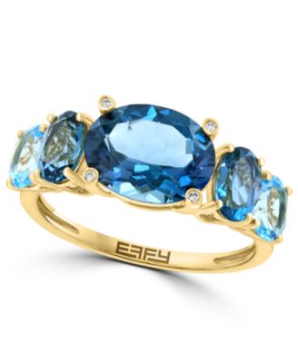 Blue and London Blue Topaz (5-2/5 ct. t.w.) & Diamond Accent Ring in 14k Yellow Gold