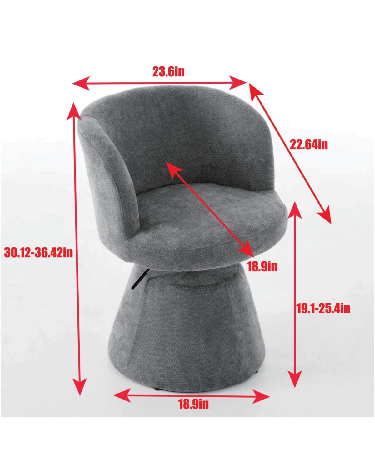 Rainsken 360degree(s) Swivel Accent Chair, Adjustable Height, Modern Chenille Upholstered Round, Ergonomic Vanity, for Living Room,Office
