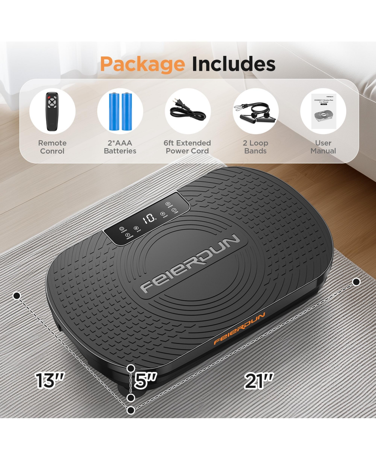 Fed Fitness Vibration Plate Exercise Machine, for Lymphatic Drainage, Power Platform Weight Loss, Toning, Wellness