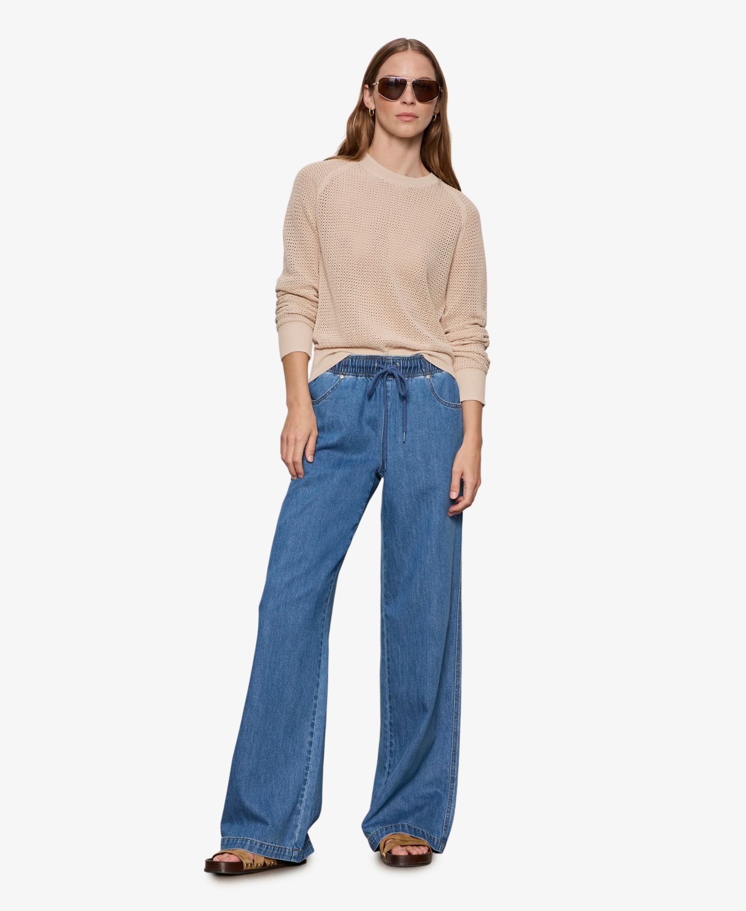Women's Linen-Blend Wide-Leg Jeans